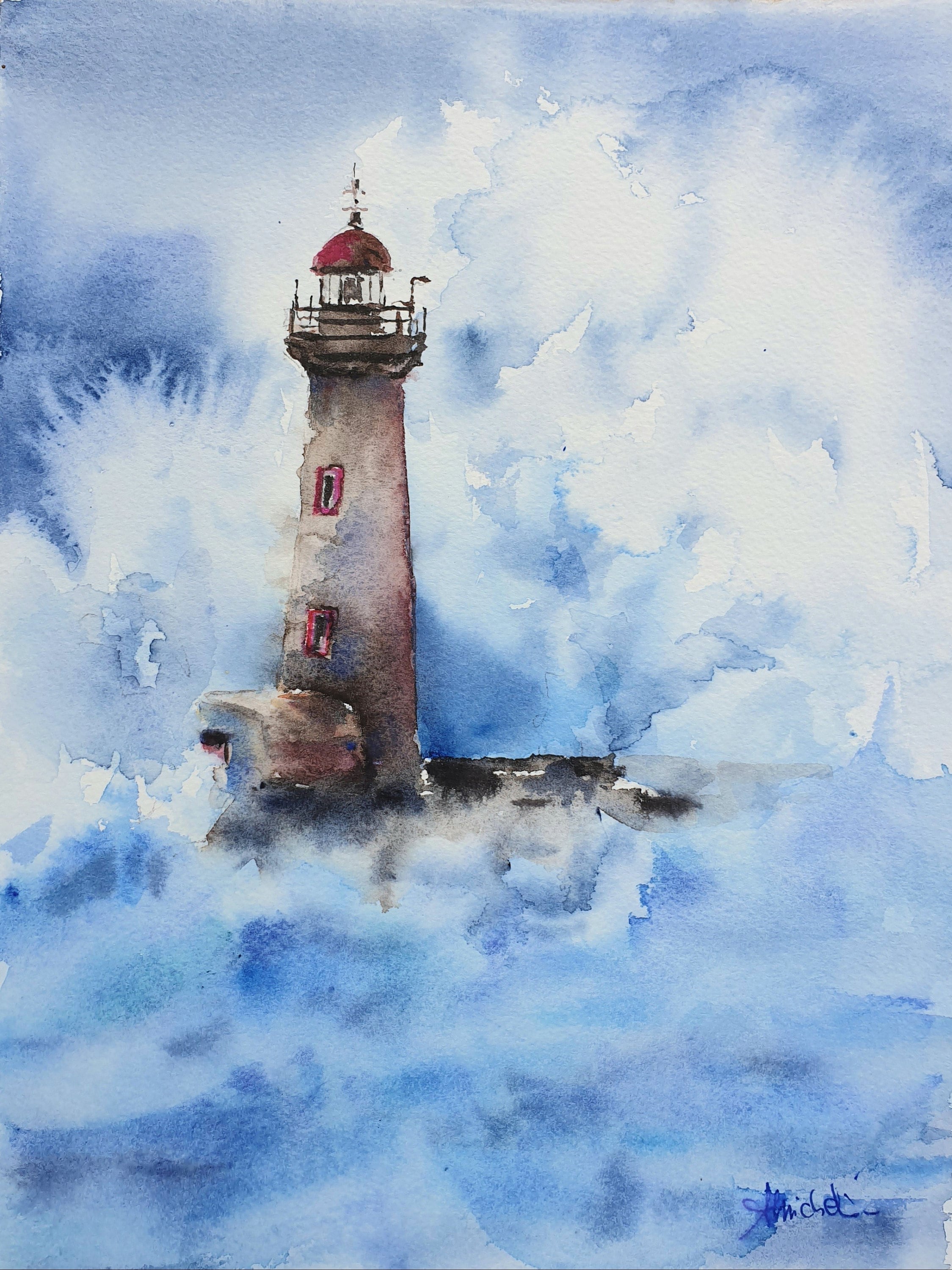Lighthouse original watercolor painting lighthouse home Etsy
