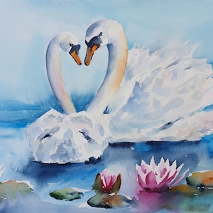白鳥の絵画 モネ 池 オリジナルアート 睡蓮 ウォールアート 白鳥