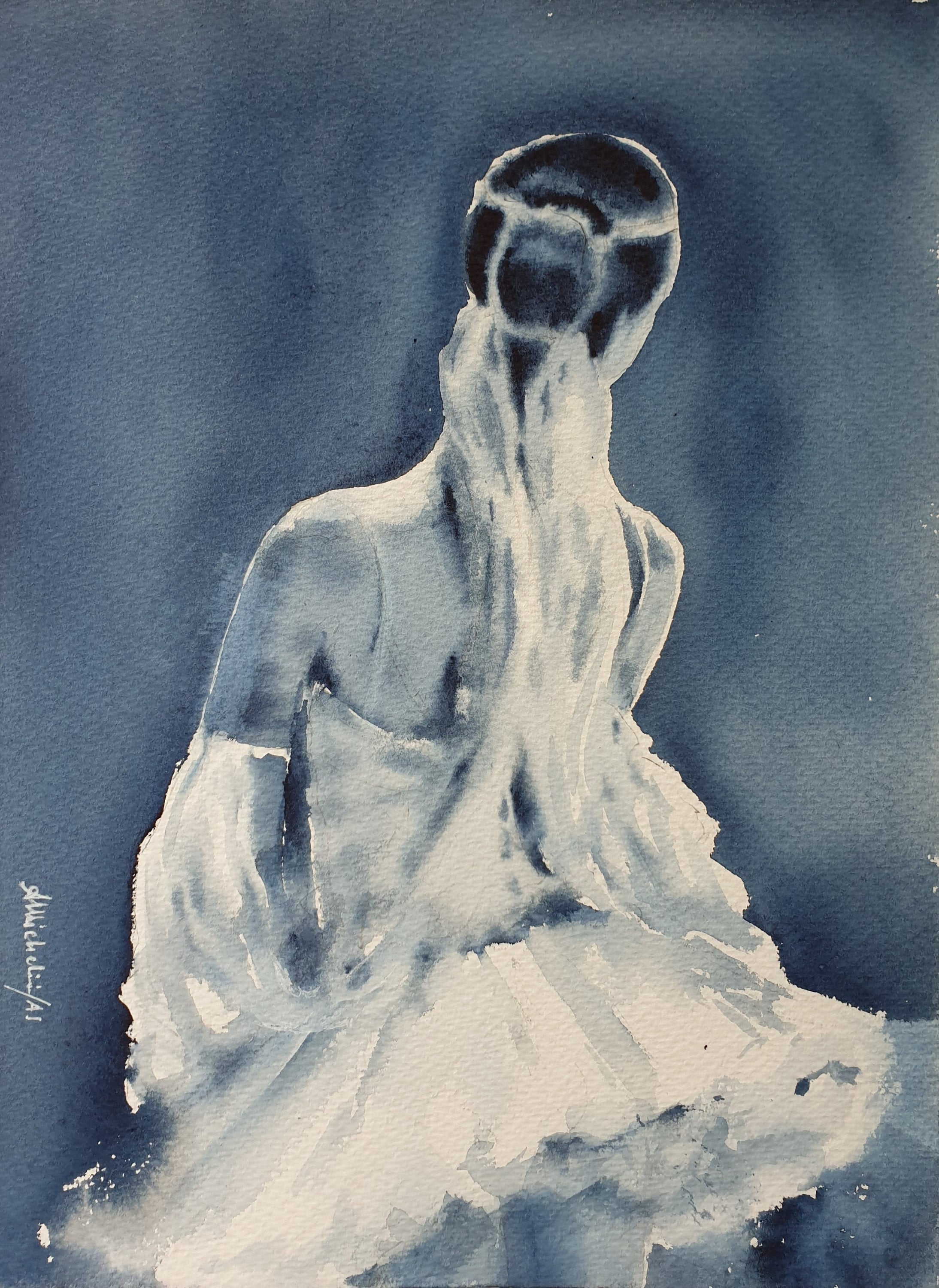 Ballerina Original Watercolor Painting, Ballet Dance Artwork, Blue ...