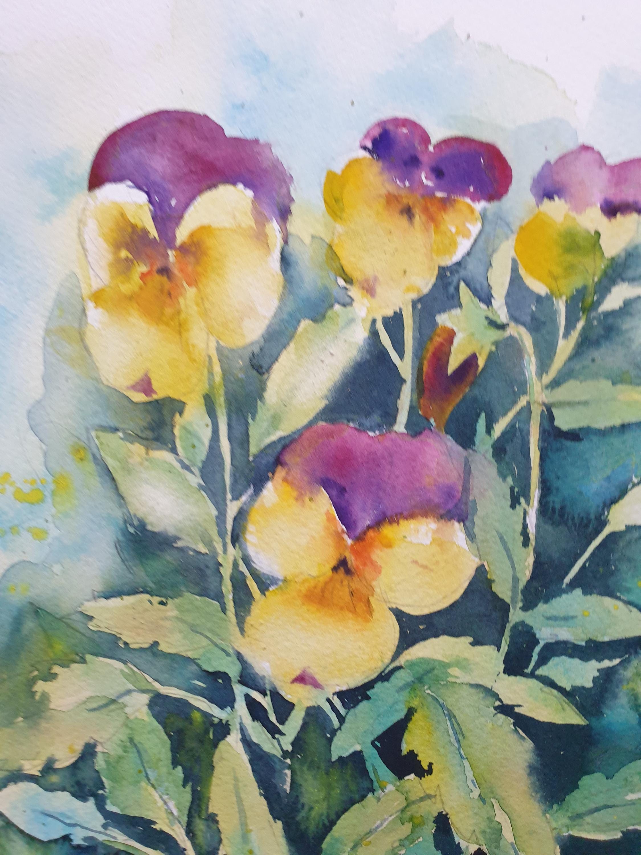 水彩画原画パンジー花の絵 水彩画原画パンジー花の絵 - メルカリ