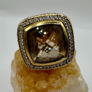DAVID YURMAN 18K Gold Smoky Quartz Diamond ring 6.5