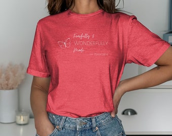 Unisex T-shirt, Bible Verse, Bible Phrase, Scripture Thought, Fearfully & Wonderfully Made -Psalm 139:14, T-shirt, Christian shirt