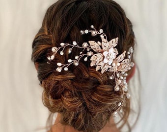 Rose gold bridal hair comb: Handmade By Artisan Amazon.com : SWEETV Hair Comb, Handmade Rose Gold Bridal  main image 4