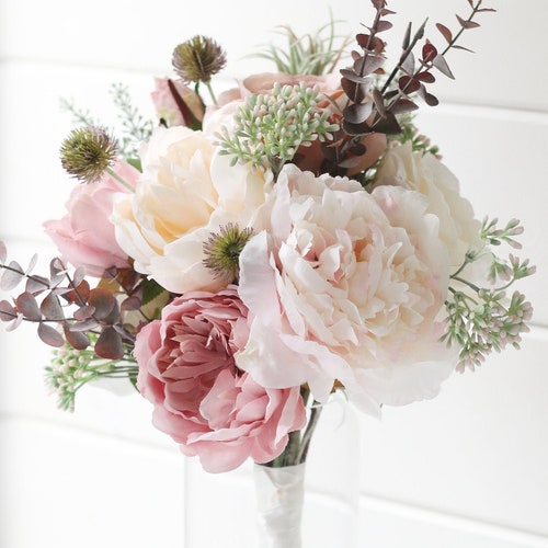 Rustic Blush Pink Artificial Floral Arrangement Rose Etsy UK