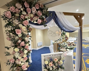 Artificial blush floral arrangement with wood arch - Blush rose arch arrangement