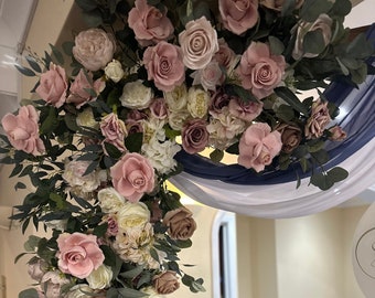 Artificial blush floral arch arrangement - Blush rose arch arrangement - Rose arch flowers