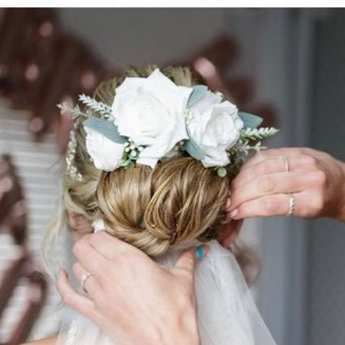Artificial White Bridal Flower Hair Clip Silk Ivory Wedding - Etsy Artificial White Bridal Flower Hair Clip Silk Ivory Wedding - Etsy