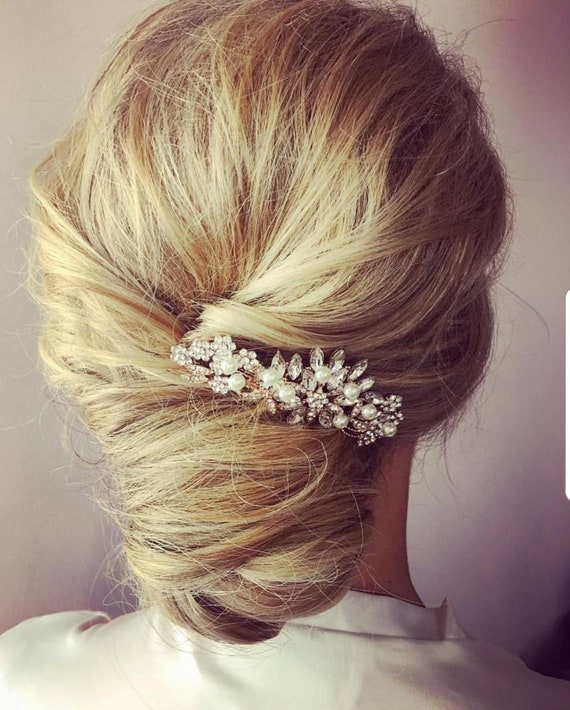 Jenna Rose Gold Pearl Bridal Hair Comb Rose Gold Wedding Hair Etsy