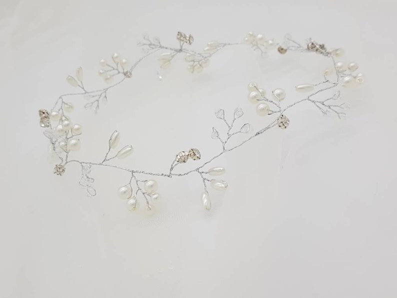 Pearl Crystal Bridal Hair Vine Ivory Pearl Wedding Hair Accessories Bridal Head Piece, Hair Jewellery Bridesmaid Pearl Hair Vine image 4