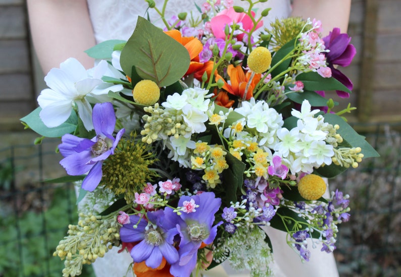 Bloom Artificial Spring Wedding Flower Bouquetartificial Pink Etsy UK