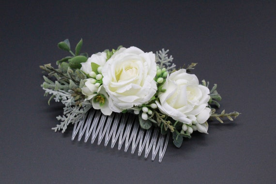 Artificial Rustic Floral Bridal Hair Comb Bridal Hair Etsy