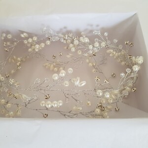 Pearl Crystal Bridal Hair Vine Ivory Pearl Wedding Hair Accessories Bridal Head Piece, Hair Jewellery Bridesmaid Pearl Hair Vine image 3