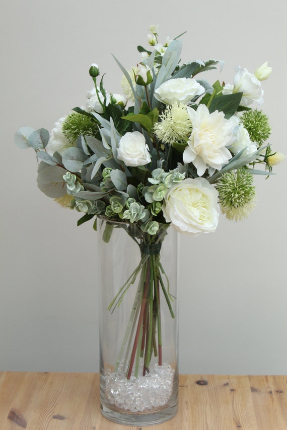 Artificial Floral Vase ArrangementWhite Faux Flower Vase Etsy