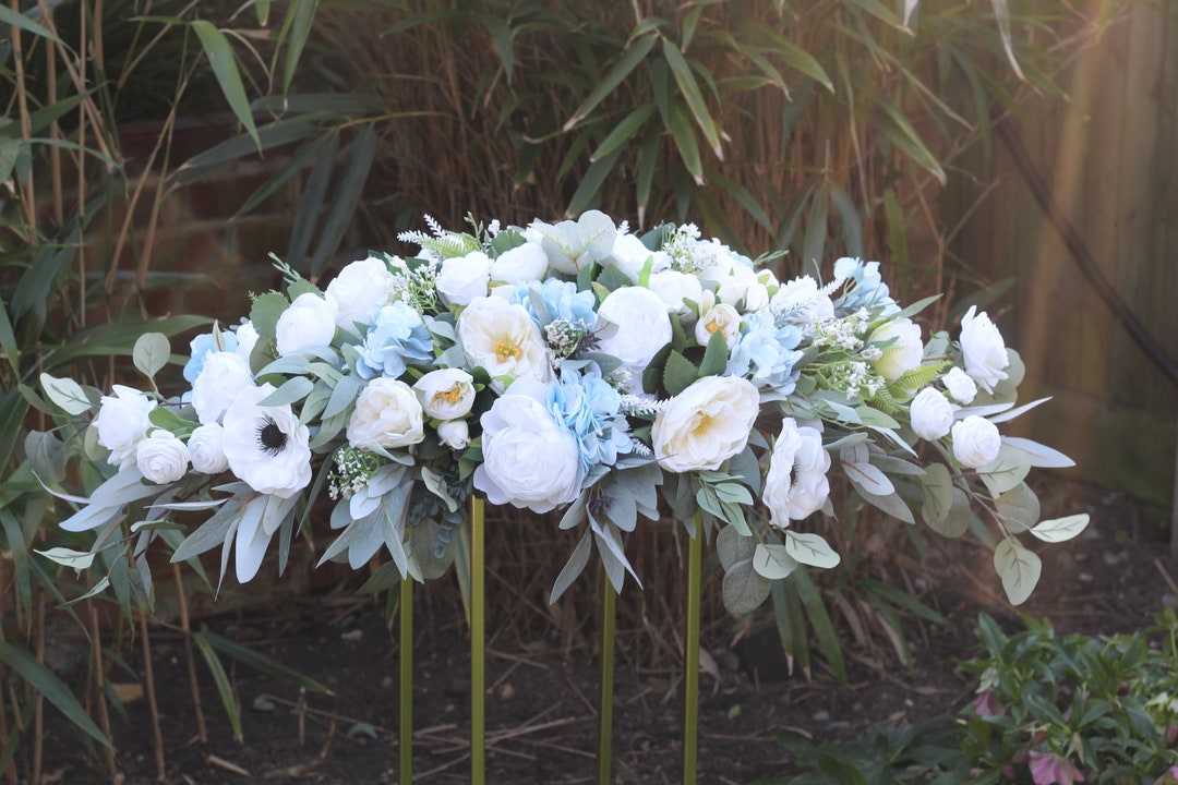 Artificial Blue Flower Arrangement Anemone Flower Table Etsy