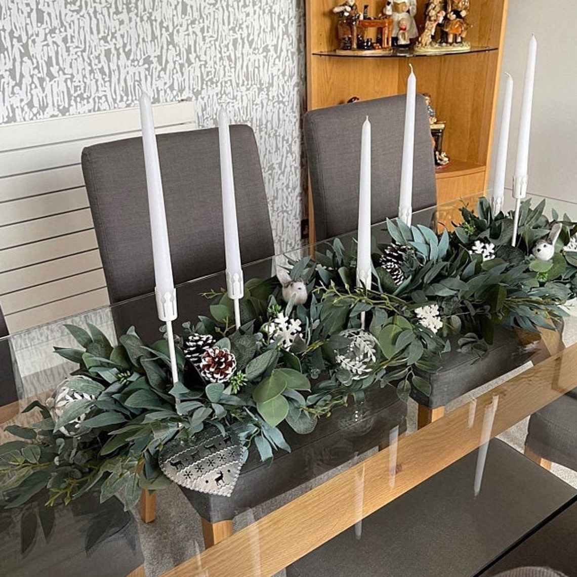 Artificial Christmas Garland Eucalyptus Table Center Piece Etsy UK