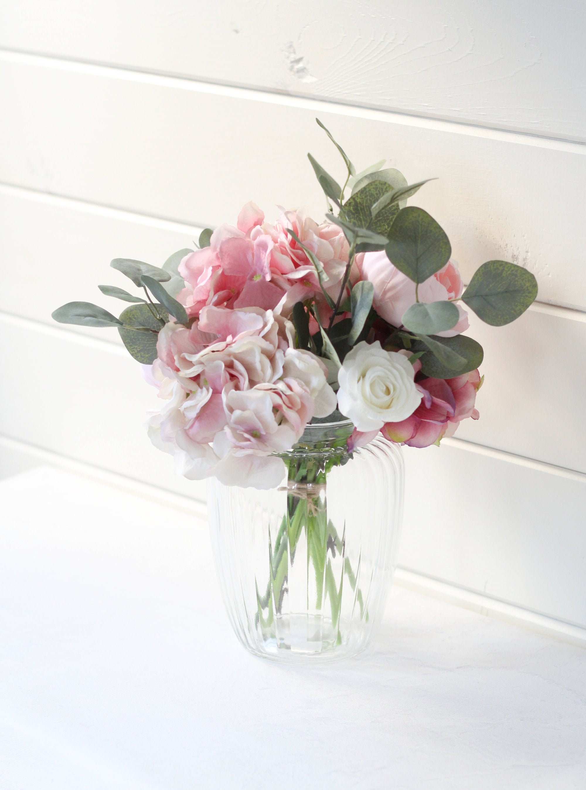 Artificial dusky pink flower vase arrangement Vase for Etsy