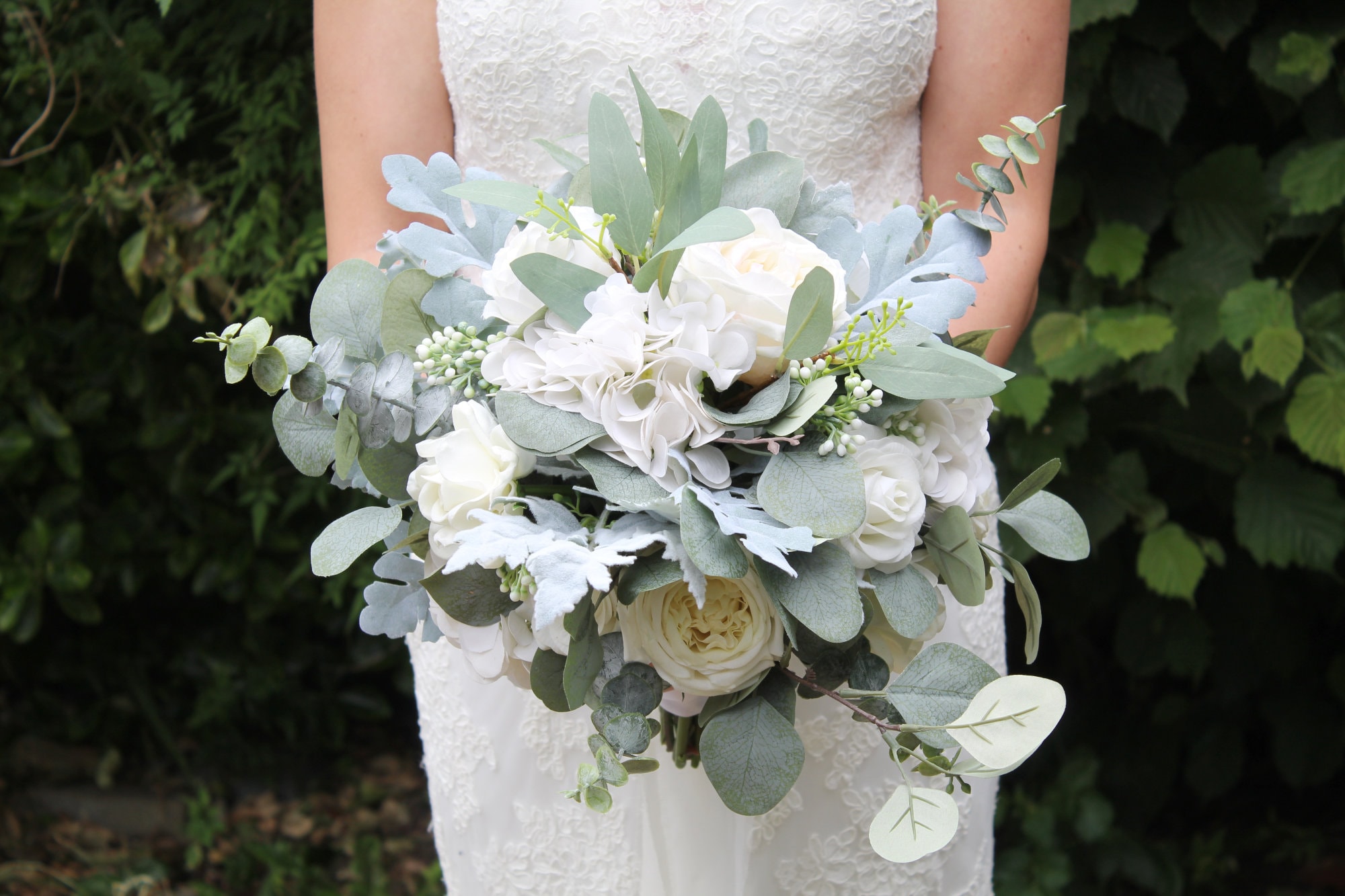 Artificial white ivory wedding flower bouquet Real Touch -  Portugal