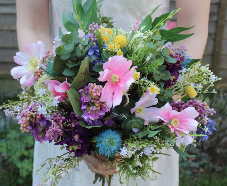 Bloom Artificial Spring Wedding Flower Bouquetartificial Pink Etsy UK