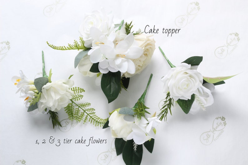 Artificial white ivory wedding flower bouquet, Real Touch bridal flower bouquet, Faux flower bouquet, Bridesmaid Winter peony bouquet image 8