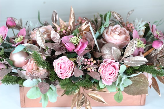 Pink Gold Christmas Arrangement Box Pink Gold Christmas Arrangement Box