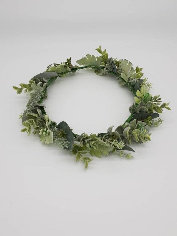 Artificial Foliage Flower Crown Wedding Hair Crown Wedding Etsy