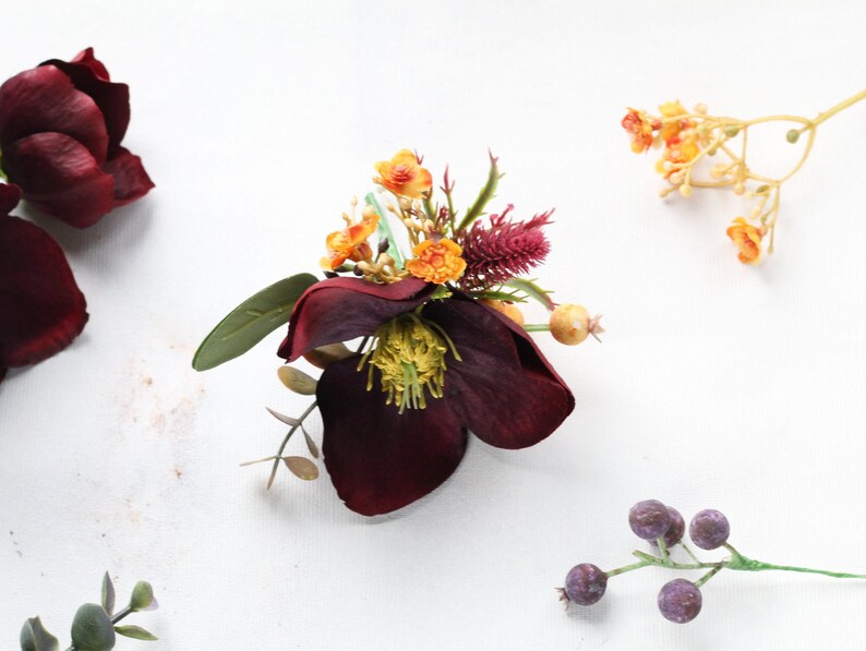 Artificial Autumn Wedding Bouquet Burnt Orange Faux Flower Etsy UK