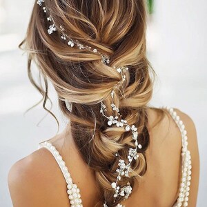 Pearl Crystal Bridal Hair Vine Ivory Pearl Wedding Hair Accessories Bridal Head Piece, Hair Jewellery Bridesmaid Pearl Hair Vine Bild 1