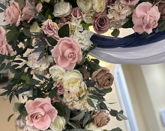 HIRE wood arch and blush flower arch arrangement -