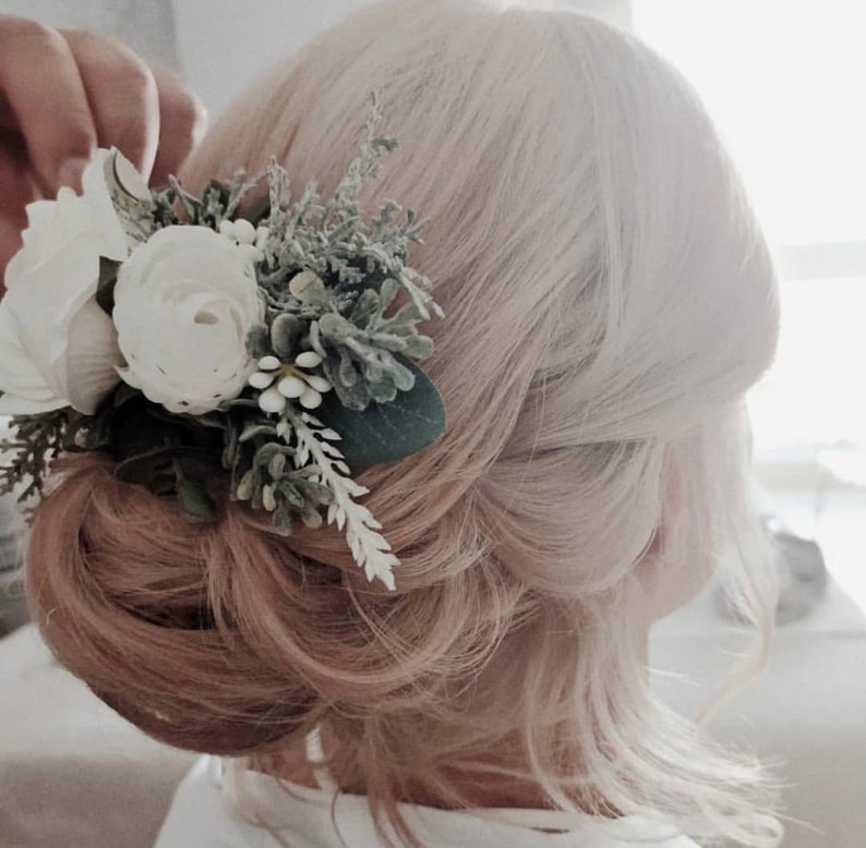 Artificial Ivory White Bridal Flower Hair Combsilk Ivory Etsy UK