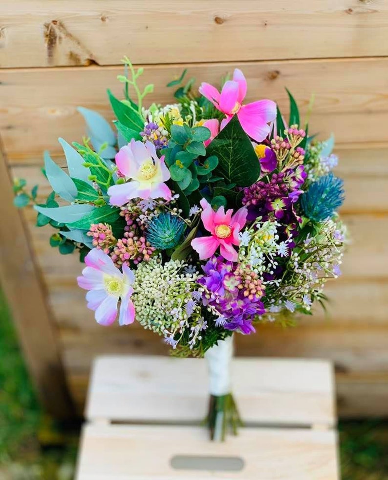 Bloom Artificial Spring Wedding Flower Bouquetartificial Pink Etsy UK