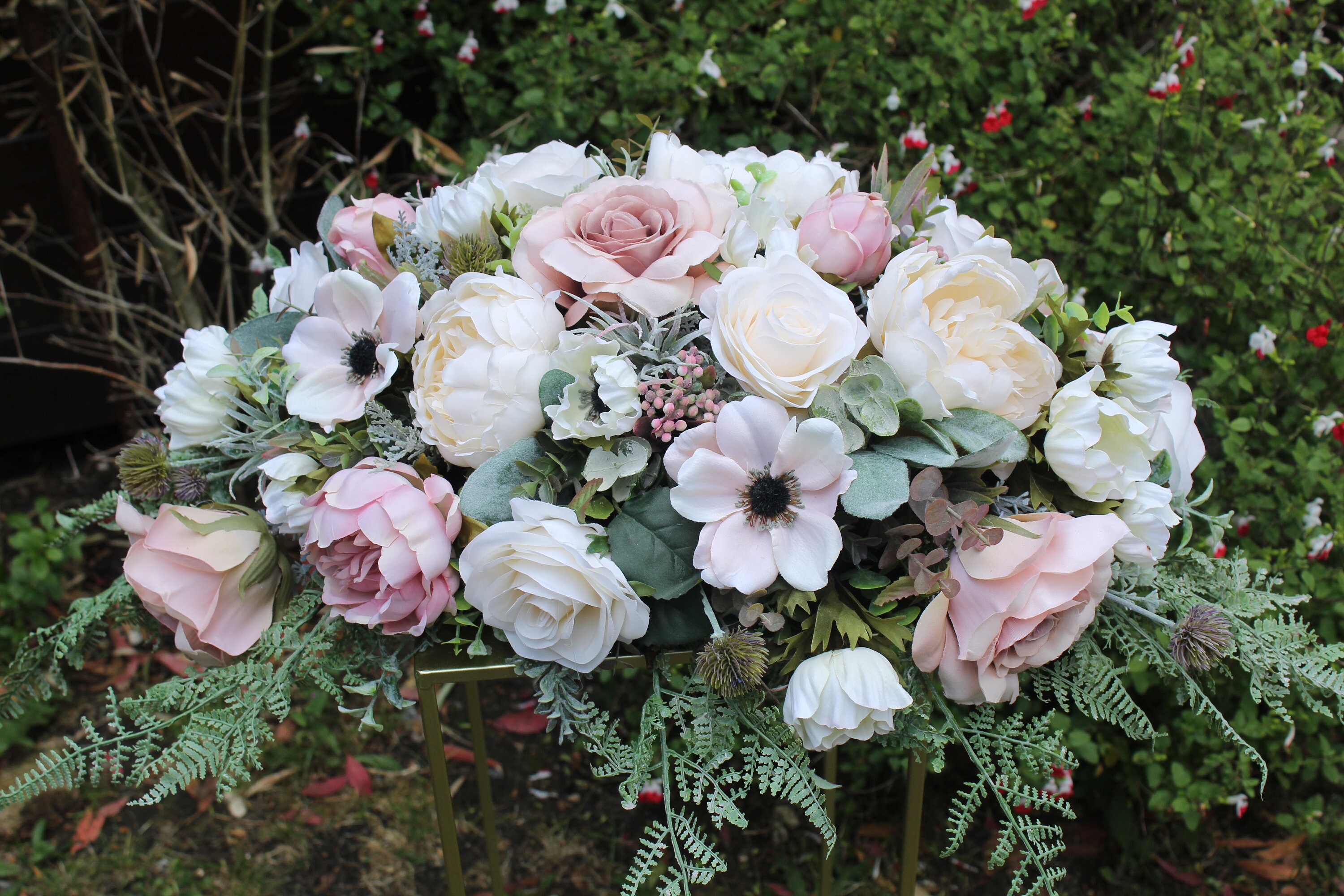 Blush Pink Artificial Flower Arrangement Top Table Flower Etsy