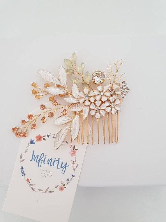 Rose Gold Bridal Hair Piece Bridal Hair Accessories Bridal Etsy