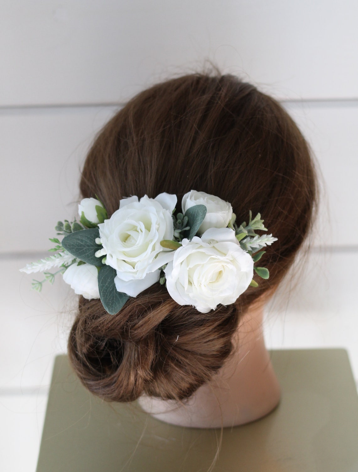Artificial White Bridal Flower Hair Clip Silk Ivory Wedding Etsy