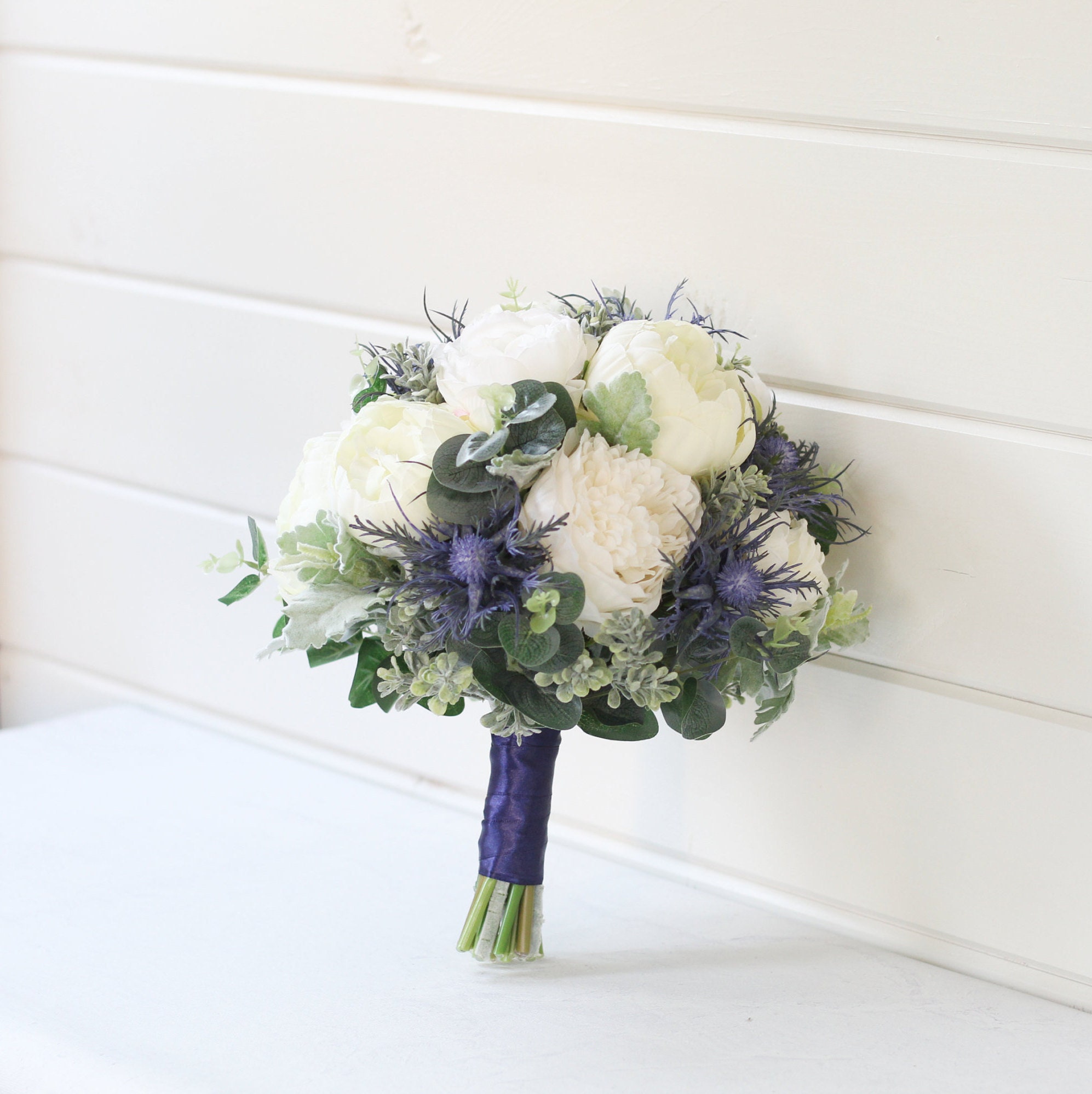 Home & Hobby Craft Supplies & Tools Fake Roses Faux Flower Bouquet Eucalyptus and White Roses