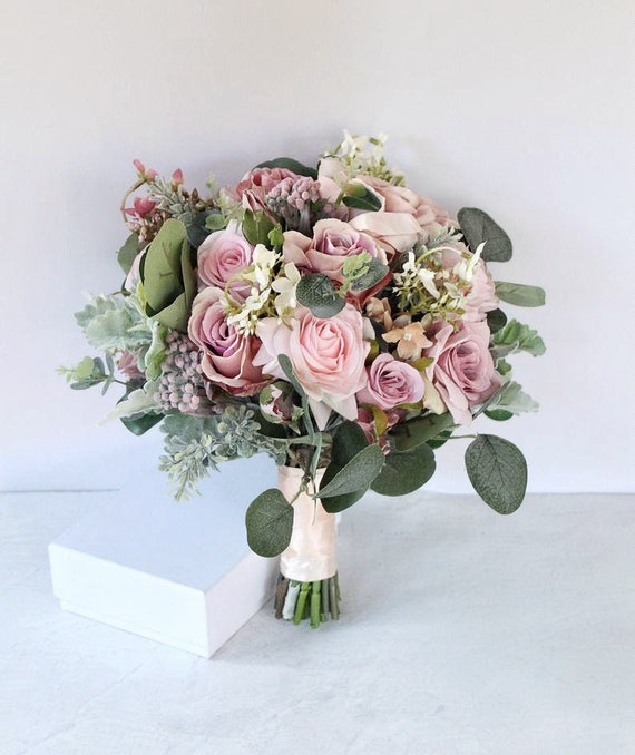 Mauve Pink Artificial Bridal Bouquet, Blush Pink Wedding Flower Bouquet,  Mauve Bridesmaid Bouquet, Winter Wedding Bouquet, Wedding Bouquet -   Norway