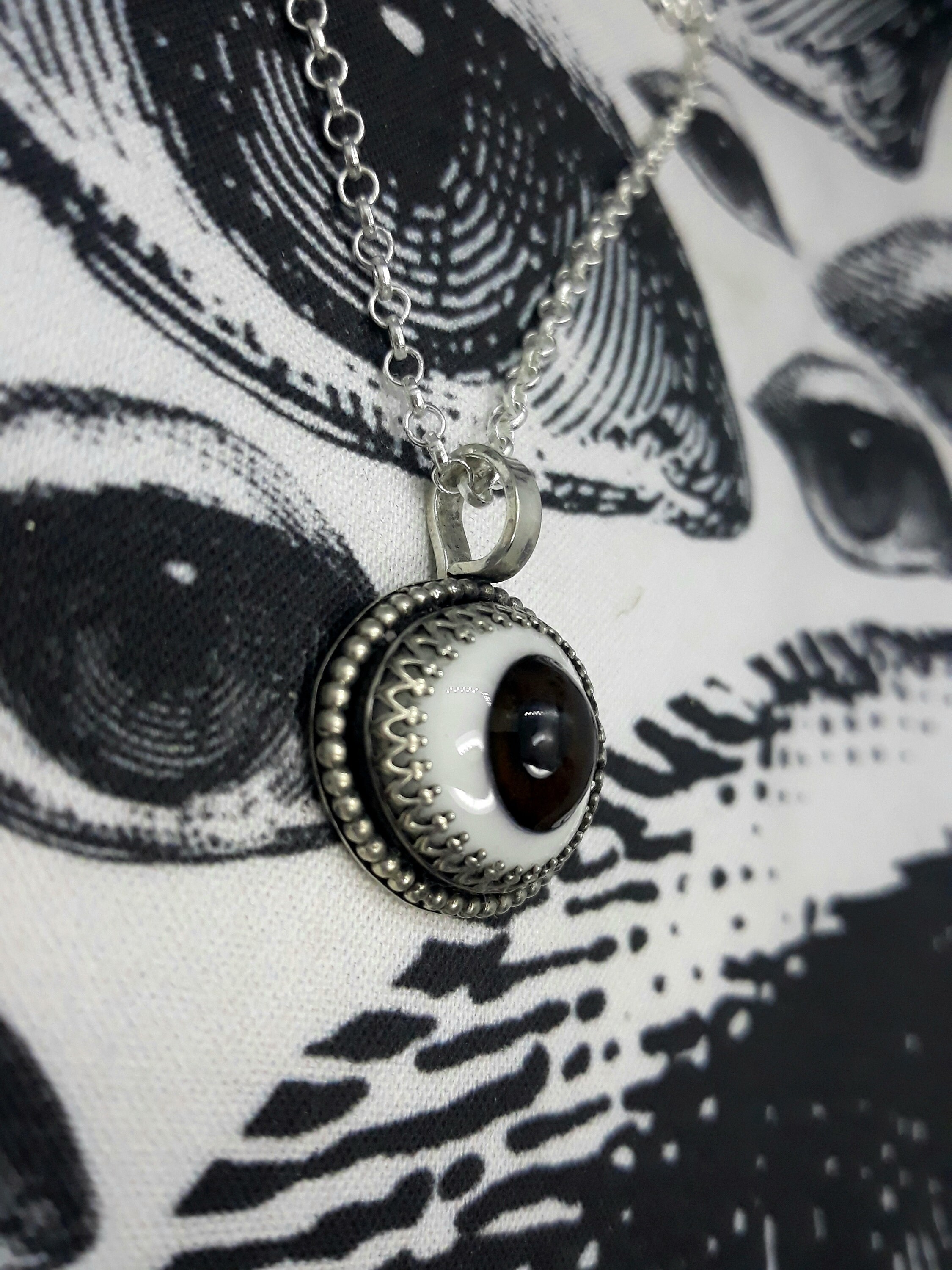 One 925 Silver Glass Eye Pendant. Handcrafted Sterling Silver Etsy