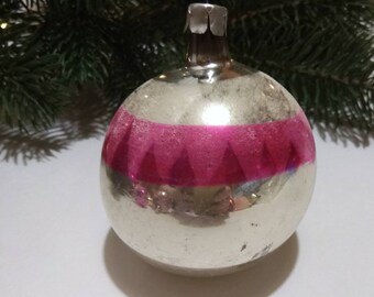 RARE handblown ornaments.Vintage red glass mushroomred teapot sliver and fuchsia lamp ornaments.Shabby decor.Gift for Christmas.From 50/'s.