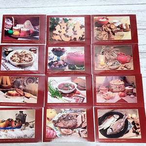 Ukrainian traditional cuisine, recipes set of postcards, lot of 12 vintage postcards with recipes, vintage ukaine postcards