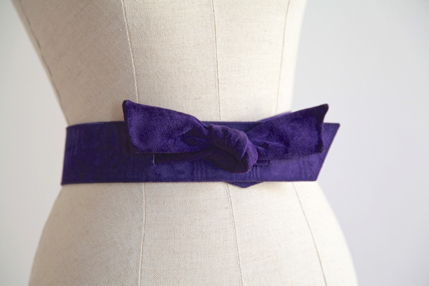 Vintage Ungaro Parallele Paris Purple Suede Bow Belt, Waist 