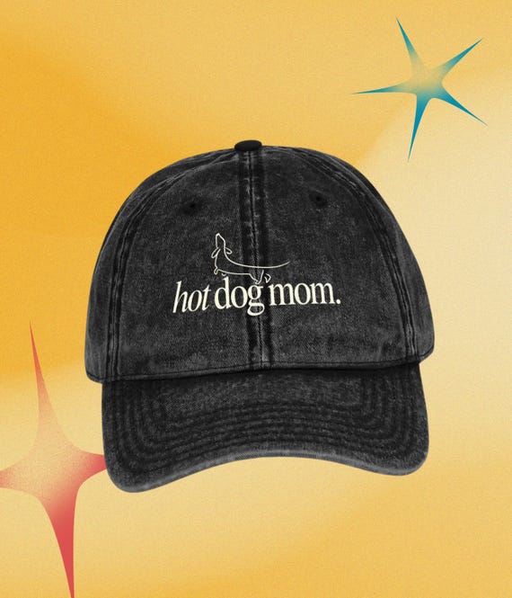 Hot Dog Mom Hat, Dachshund Lover Vintage Cotton Cap