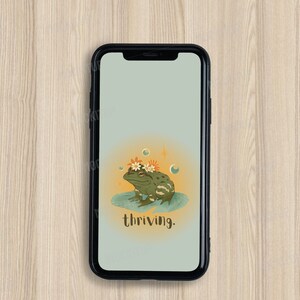 Phone wallpaper digital download frog aesthetic background thriving cottagecore frog