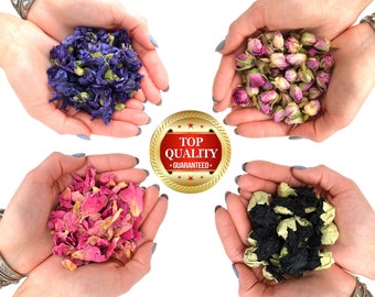 Dried Flowers 54 Types Culinary Grade Edible Flowers for Herbal Tea Cake Decoration Infusion Gin Tonic Dry Edible Petals - UK Stock