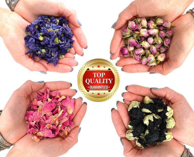 Dried Flowers 54 Types Culinary Grade Edible Flowers for Herbal Tea Cake Decoration Infusion Gin Tonic Dry Edible Petals UK Stock image 1