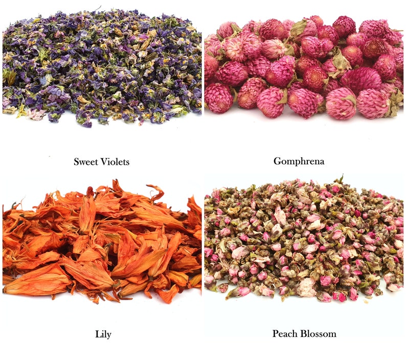 Dried Flowers 54 Types Culinary Grade Edible Flowers for Herbal Tea Cake Decoration Infusion Gin Tonic Dry Edible Petals UK Stock image 2