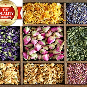 Dry Flowers & Petals 60 Types 5g 25g  Flower Crafts Soap Candle Supplies Tincture Herbal Tea Infusion - Natural Dried Flowers Arrangements