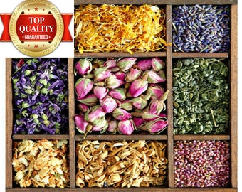 Dry Flowers & Petals 60 Types 5g 25g  Flower Crafts Soap Candle Supplies Tincture Herbal Tea Infusion - Natural Dried Flowers Arrangements