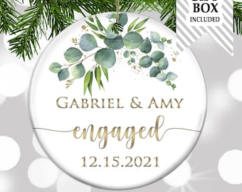 Engagements Gift Our First Christmas Engaged Ornament Christmas Ornament Engagement Announcement Gift for Sister Gift For Newly Engaged