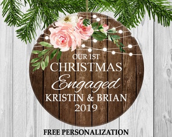 Personalized Engagement Gifts, Christmas Ornament, Couples Ornament, Engagement Gifts for Him, Engagement Gifts for Her, Engagement Ornament
