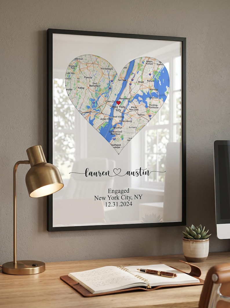 Engagement gift for Couple, Unique Personalized Framed City Print, where it All Began Map, Personalized Map Print image 10