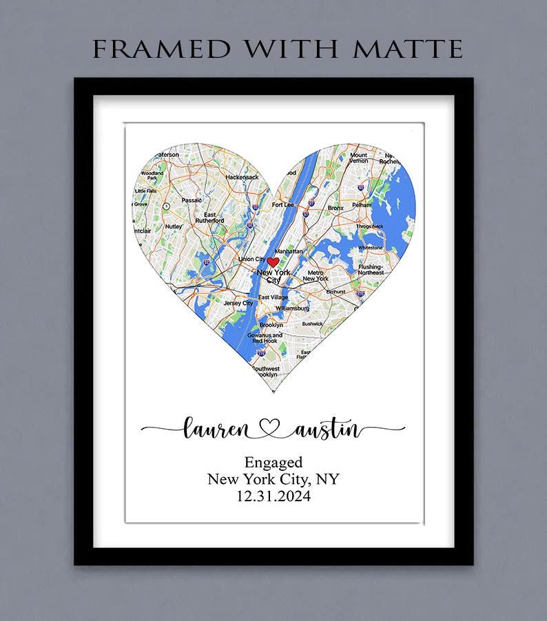 Engagement gift for Couple, Unique Personalized Framed City Print, where it All Began Map, Personalized Map Print image 7